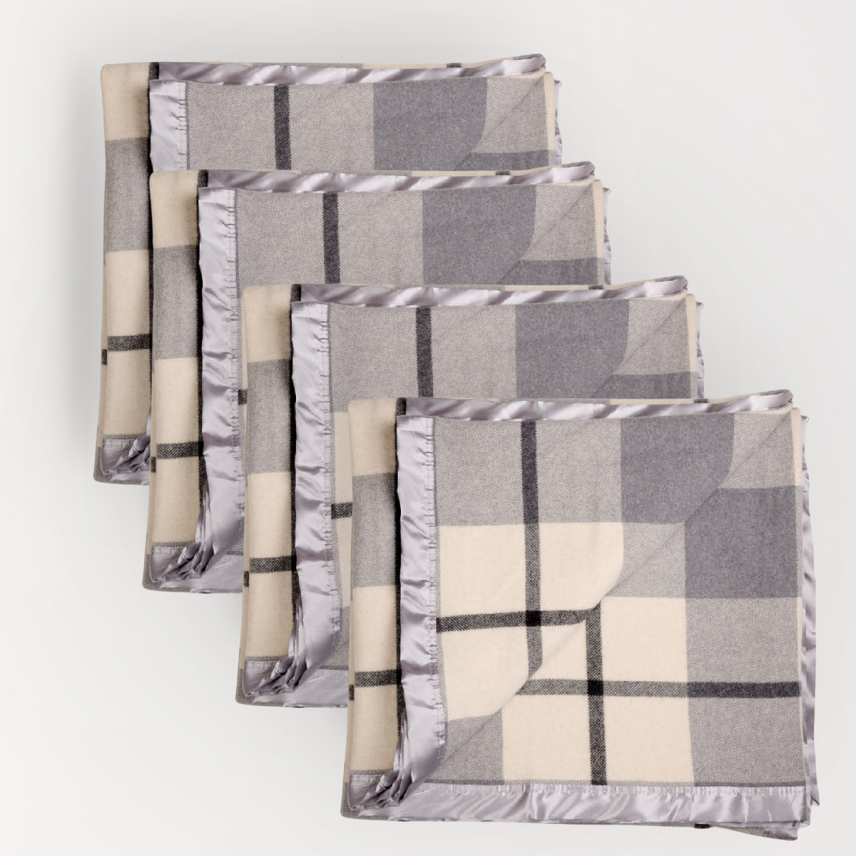 Essential Merino Wool Baby Blanket Check B - 4 Pack