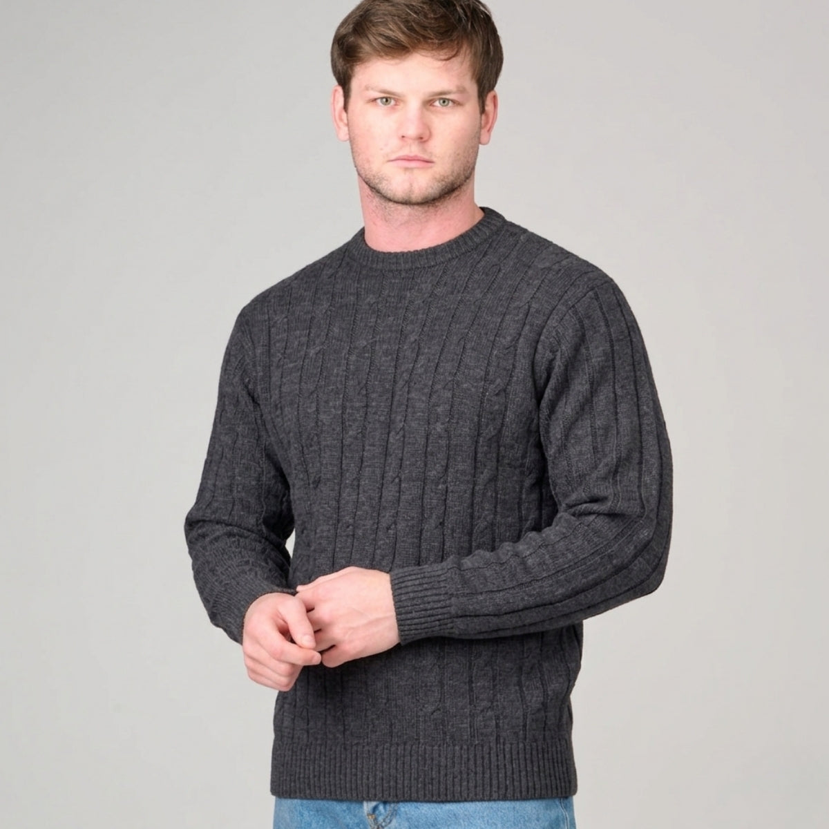 Ansett Crew Neck Cable Jumper 8602