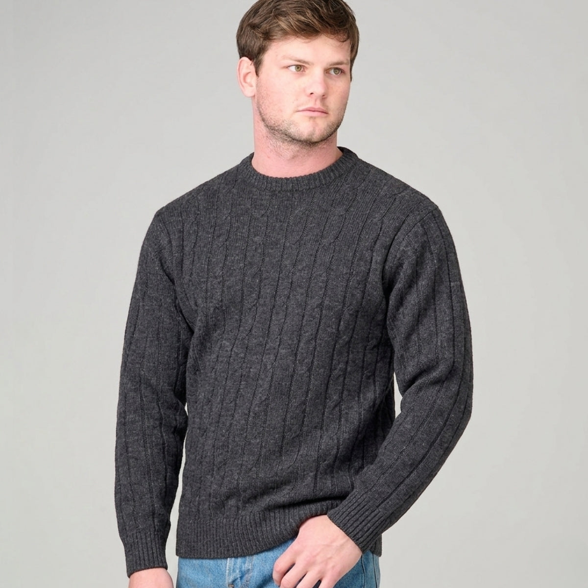 Ansett Crew Neck Cable Jumper 8602