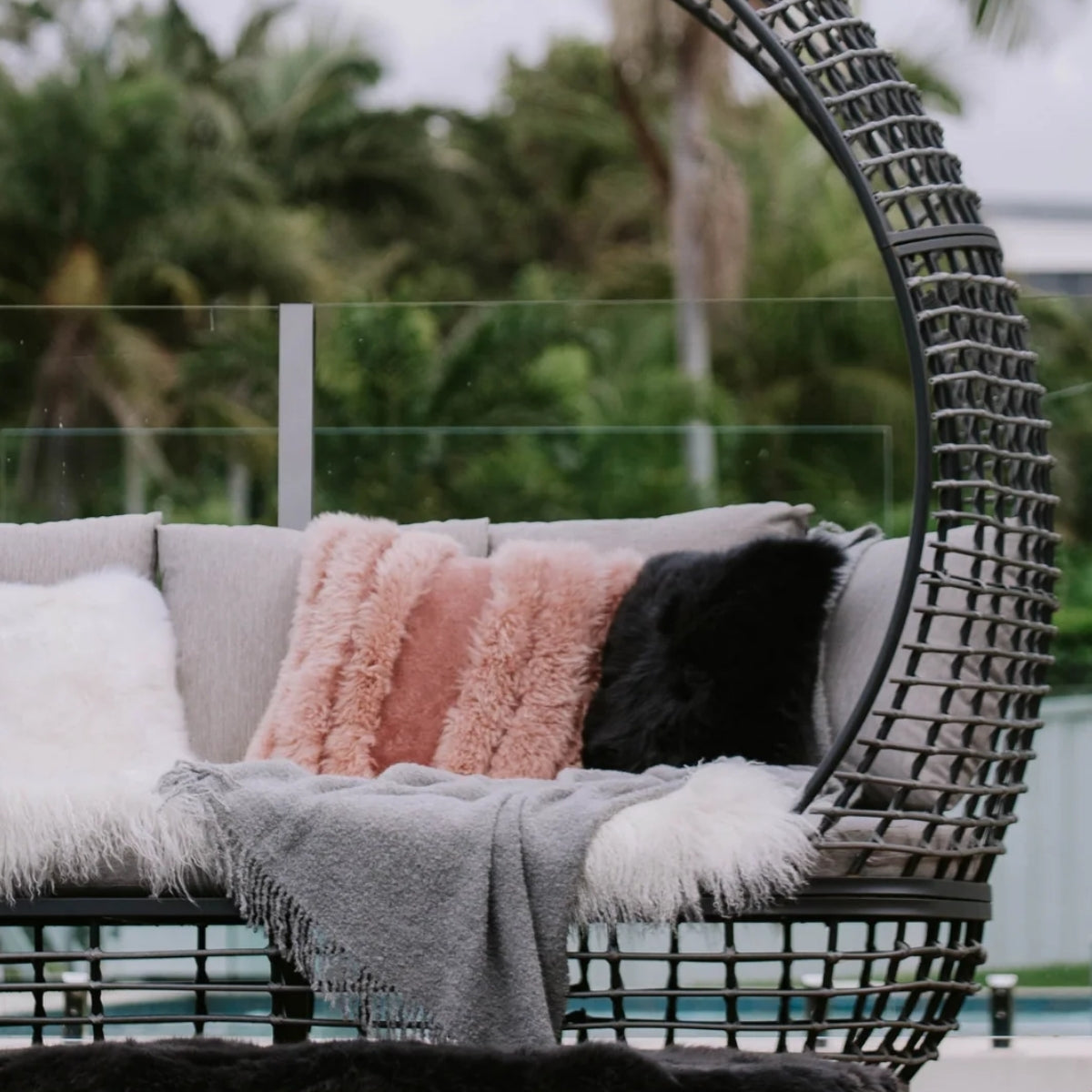 Shorn Sheepskin Frange Square Cushion