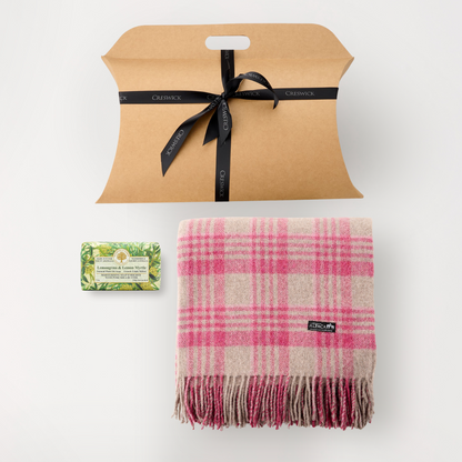 Hug in a Gift Pack - Alpaca Wool Throw Fringe Check & Lemongrass And Myrtle Soap