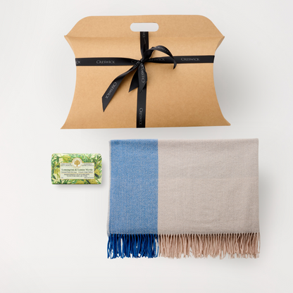 Hug in a Gift Pack - Alpaca Wool Throw Mosaic Check & Lemongrass And Myrtle Soap