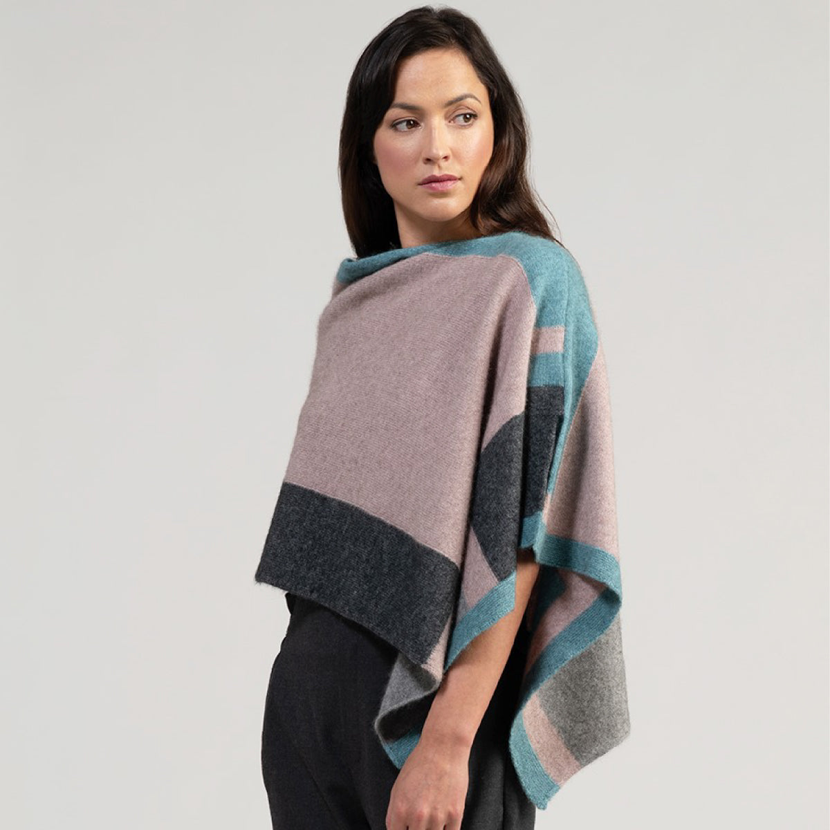Possum Colour Block Poncho