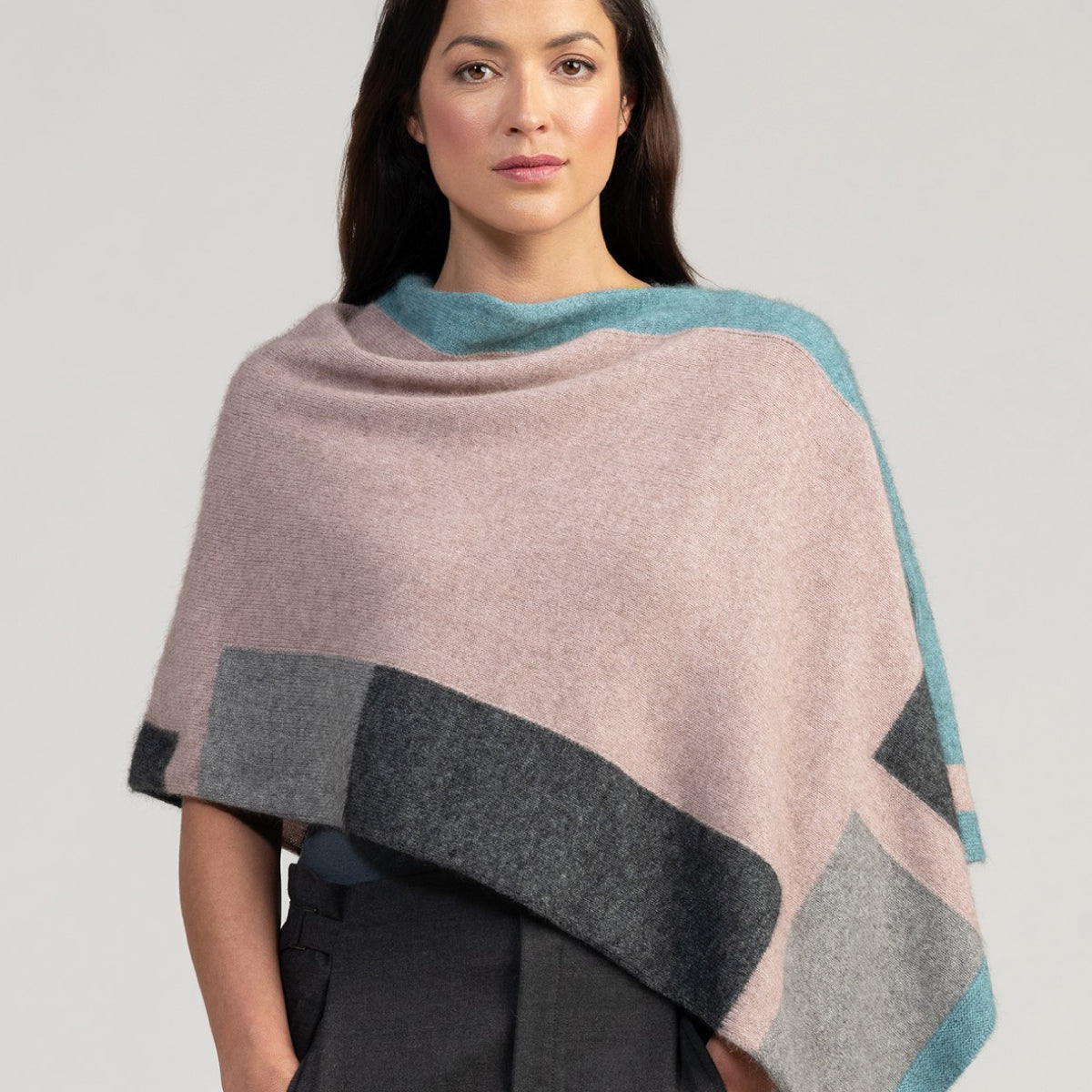 Possum Colour Block Poncho