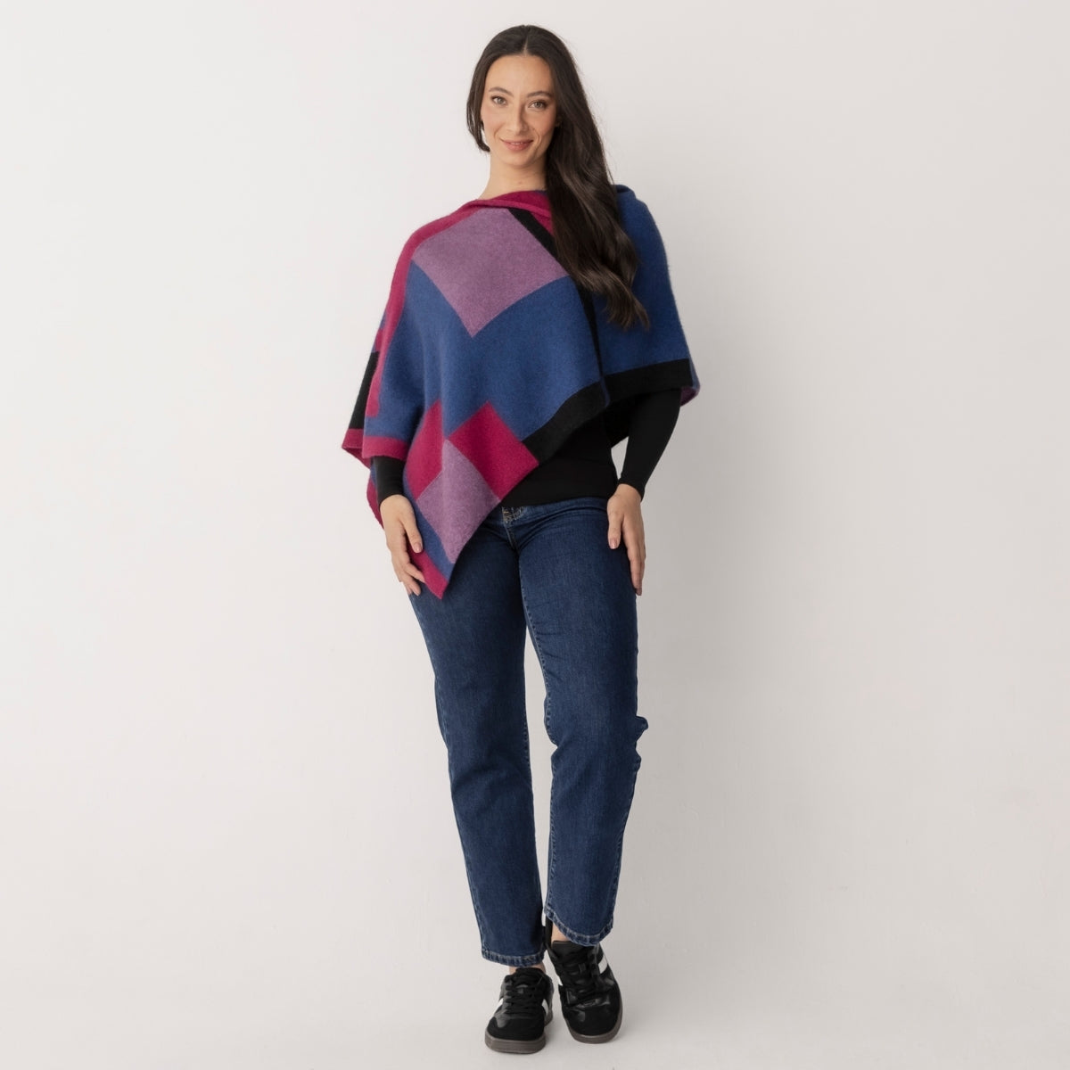 Possum Colour Block Poncho