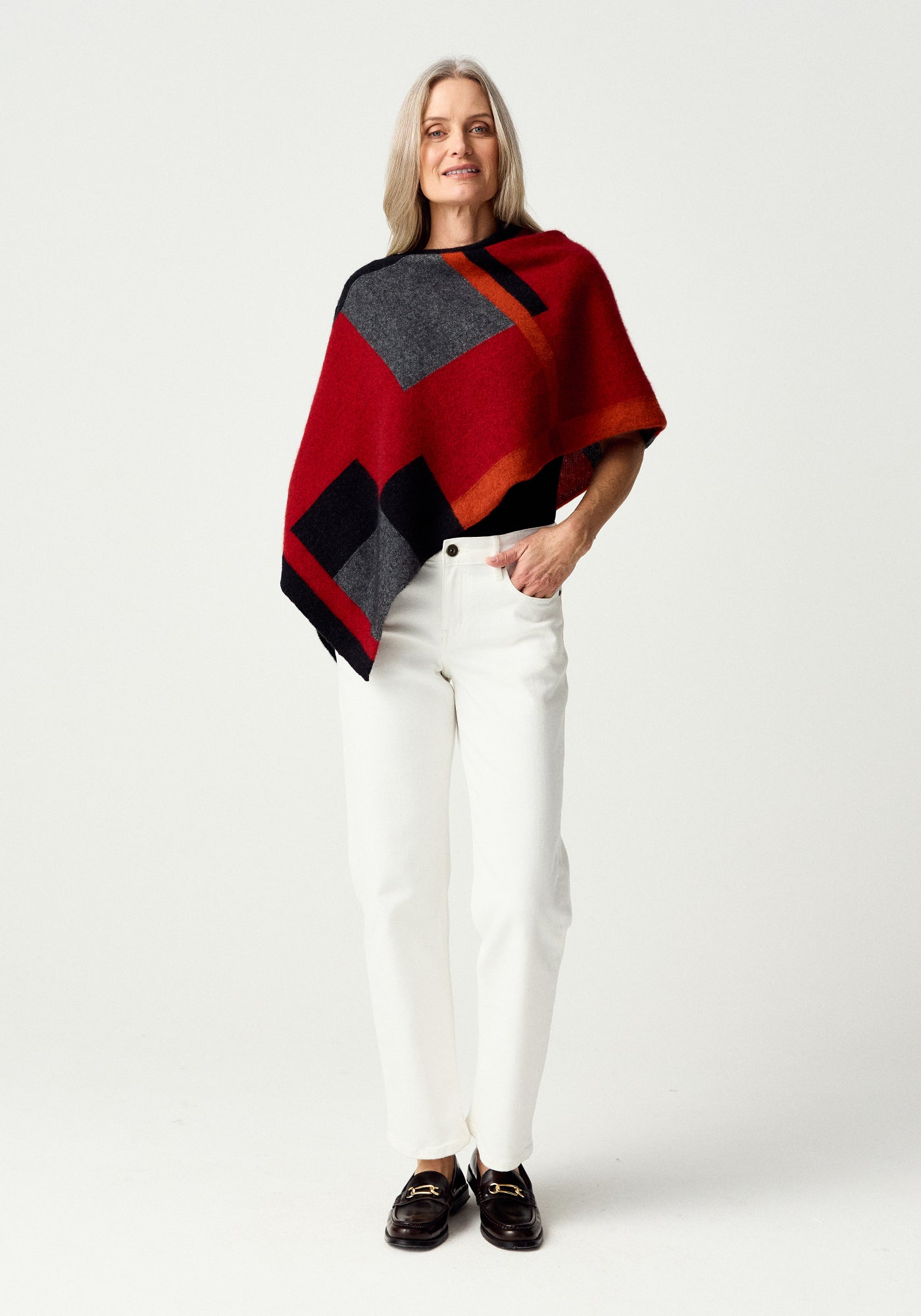 Possum Colour Block Poncho