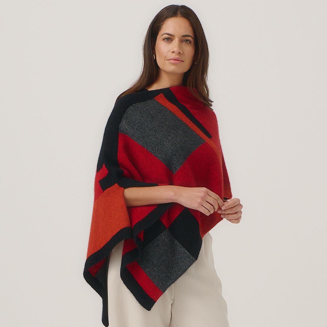 Possum Colour Block Poncho