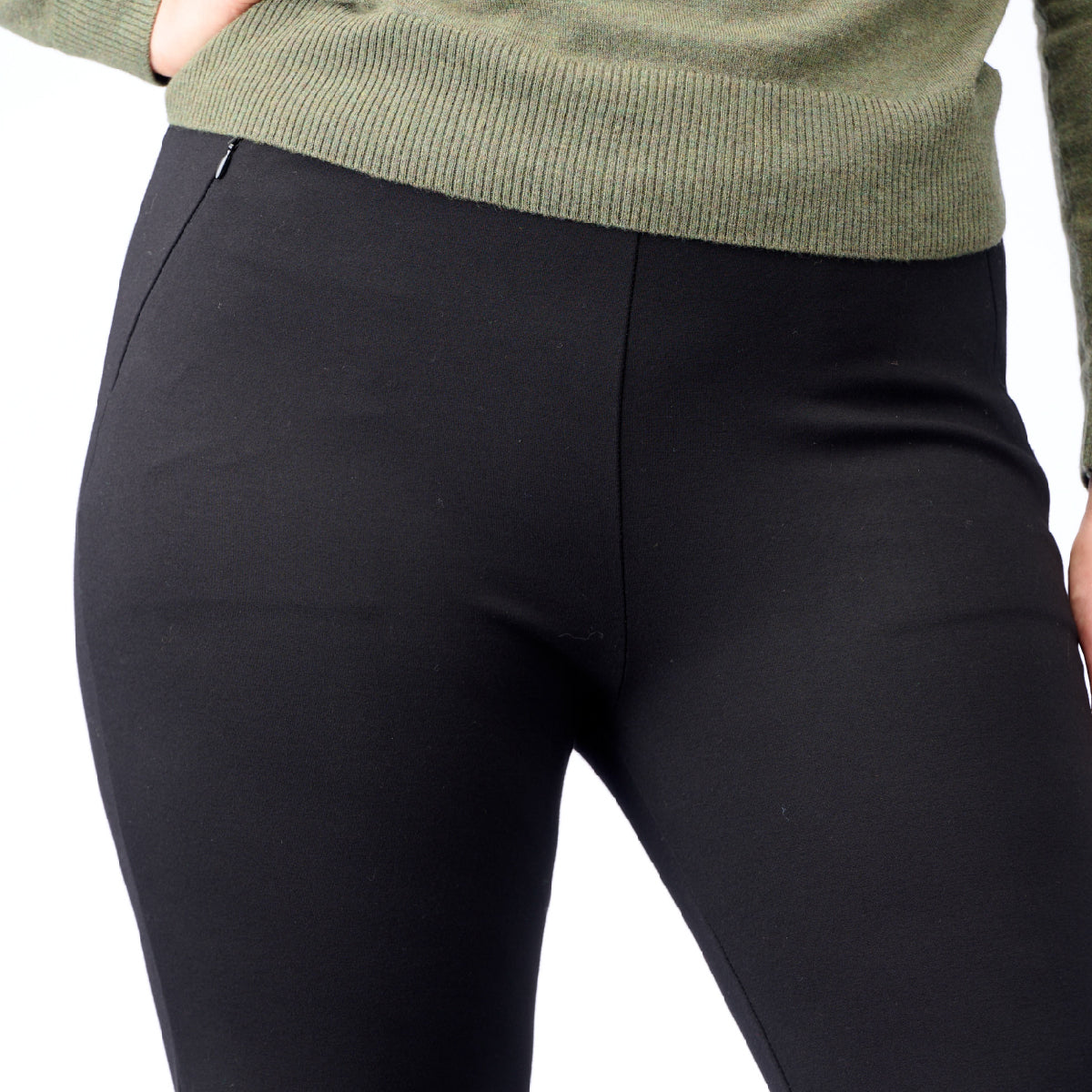 Wide Leg Ponti Zip Detail Pants