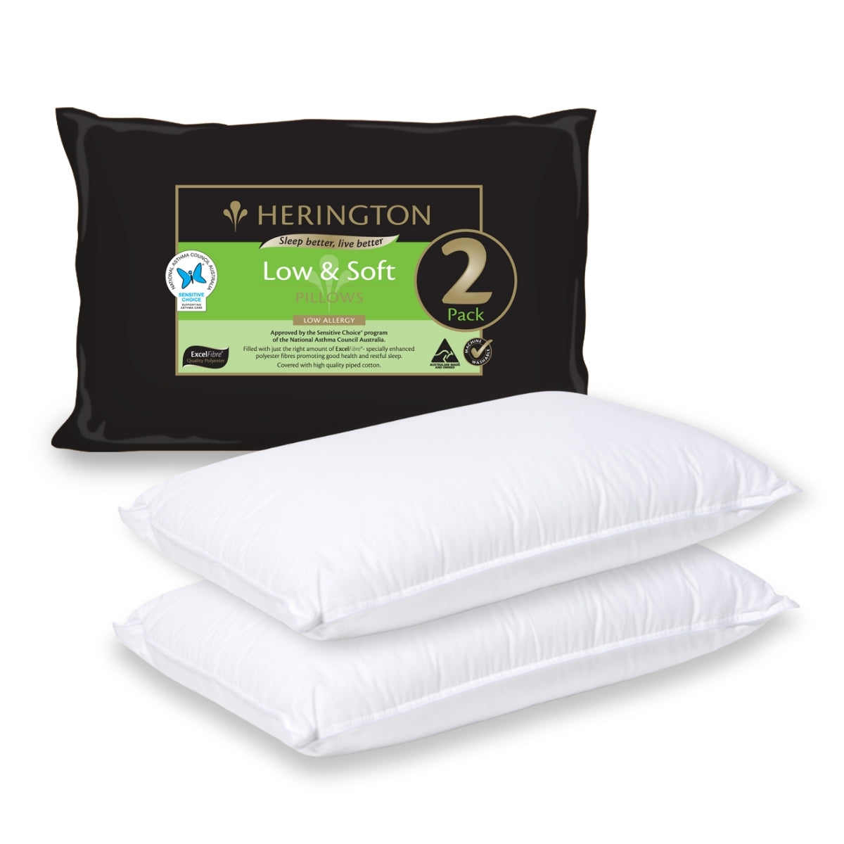 Low & Soft Pillows - 2 Pack