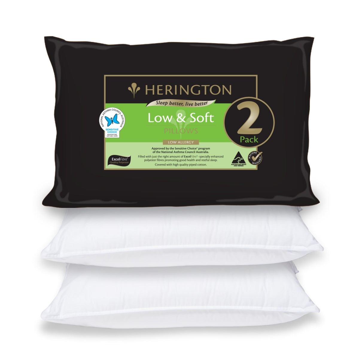 Low & Soft Pillows - 2 Pack