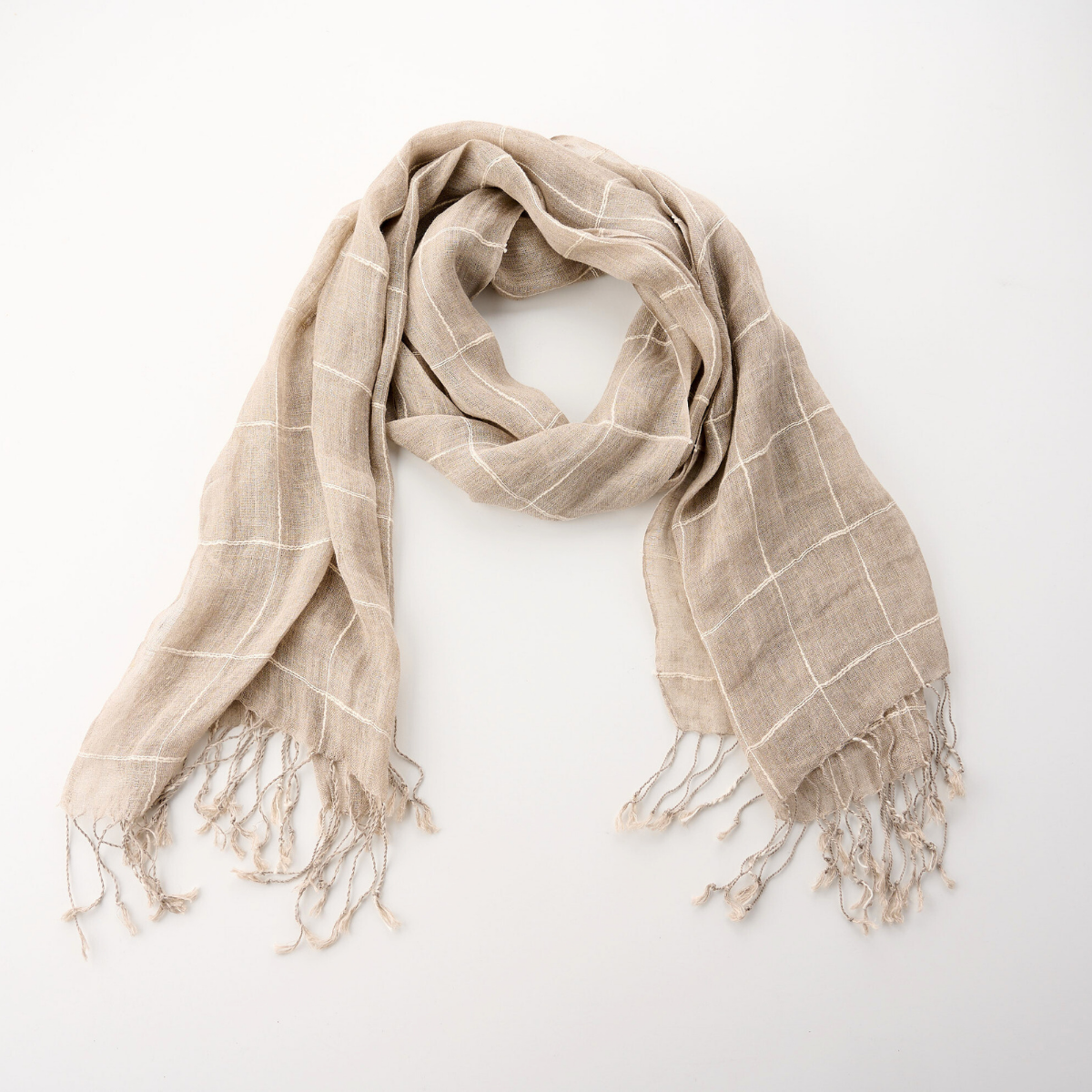 100% Linen Grid Scarf