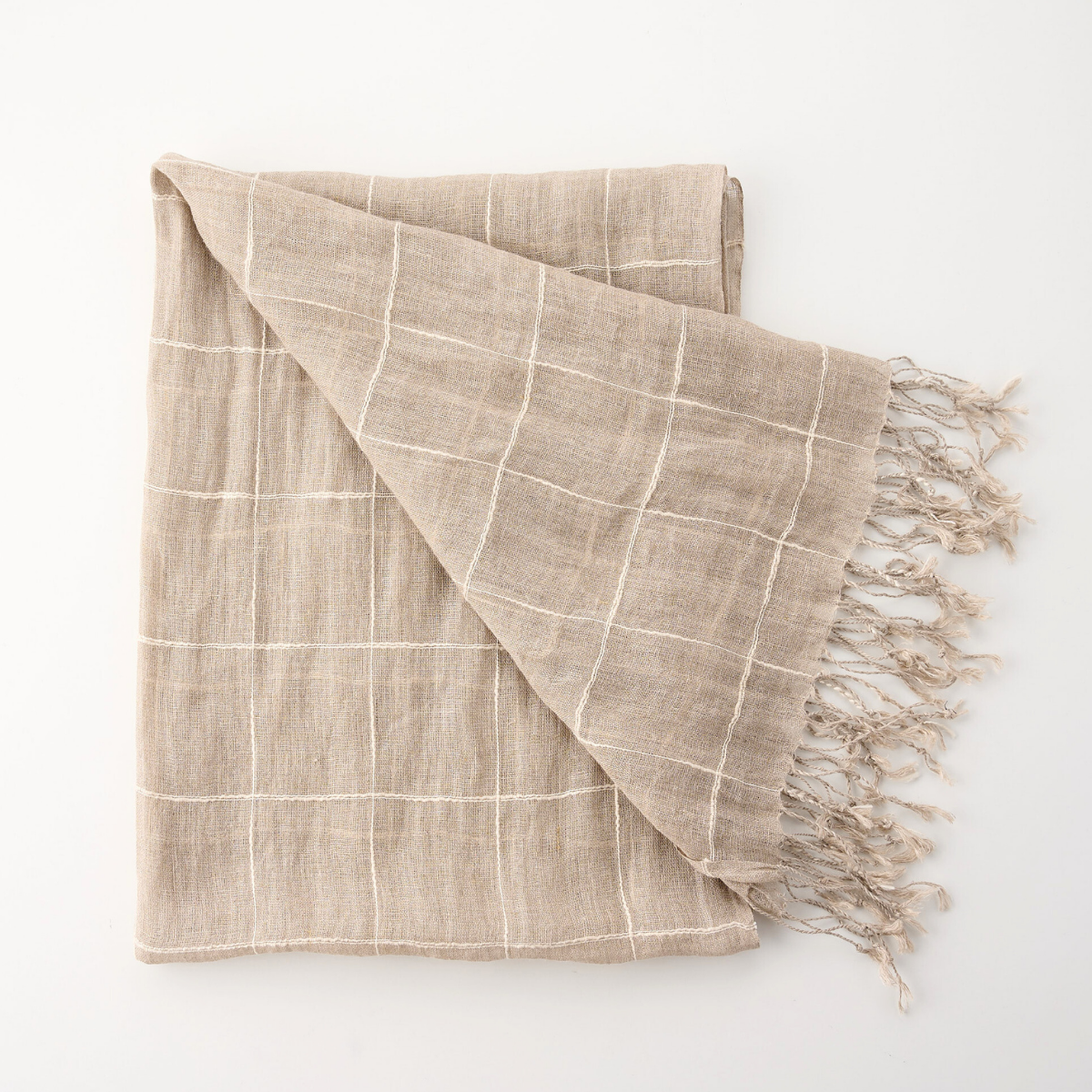 100% Linen Grid Scarf