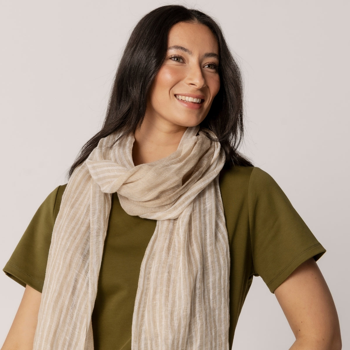 100% Linen Multi Striped Scarf