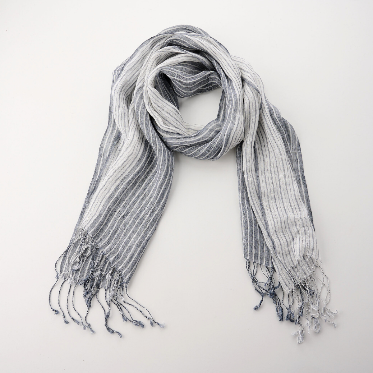 100% Linen Multi Striped Scarf