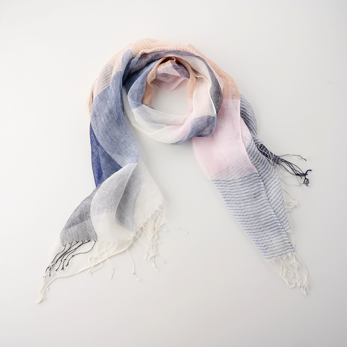 100% Linen Broken Check Scarf