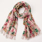 100% Linen Floral Print Scarf