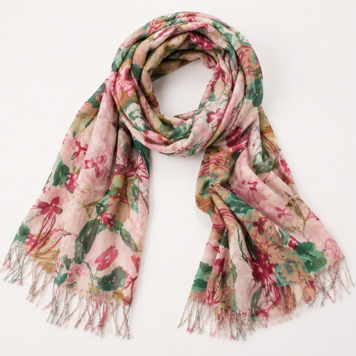 100% Linen Floral Print Scarf