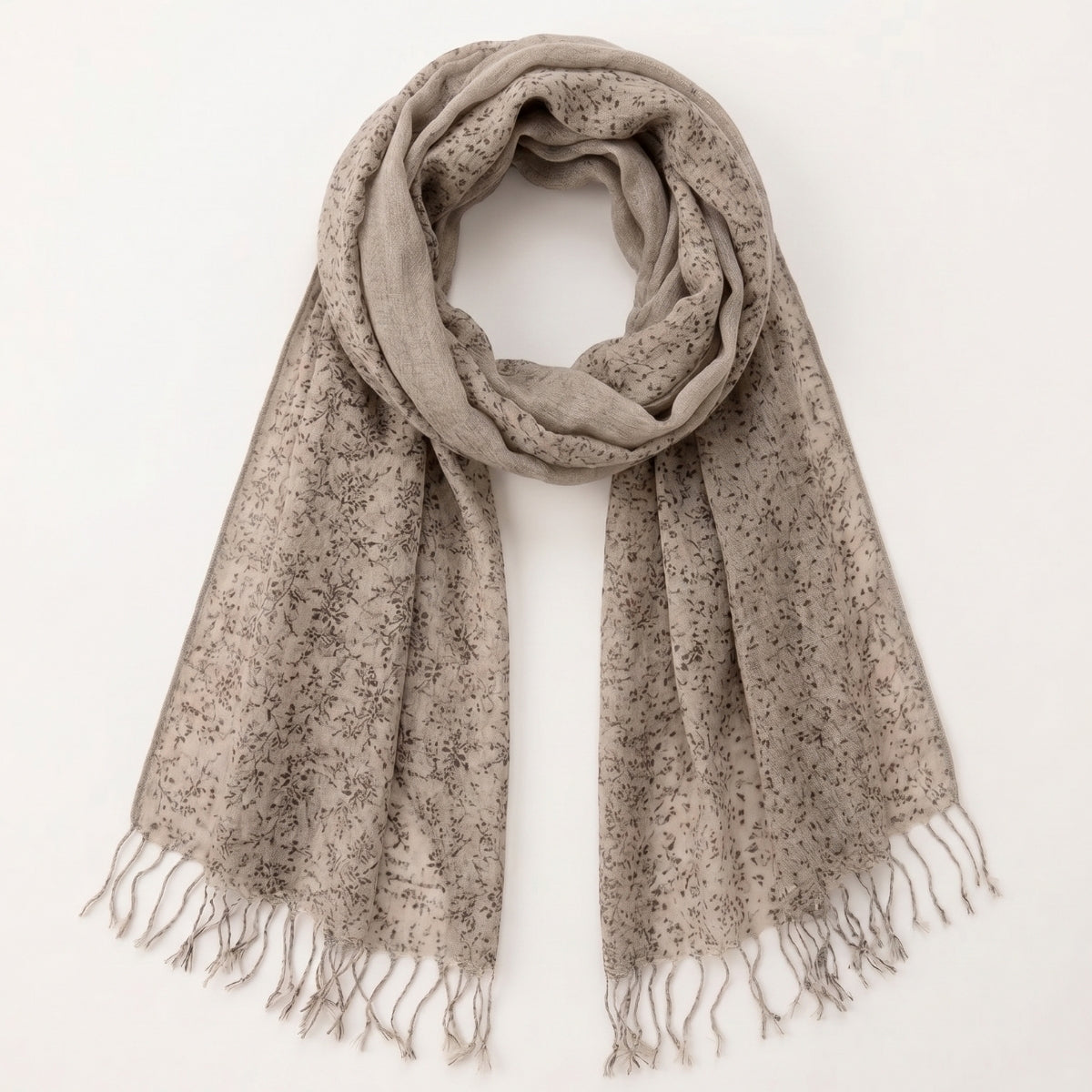 100% Linen Floral Print Scarf