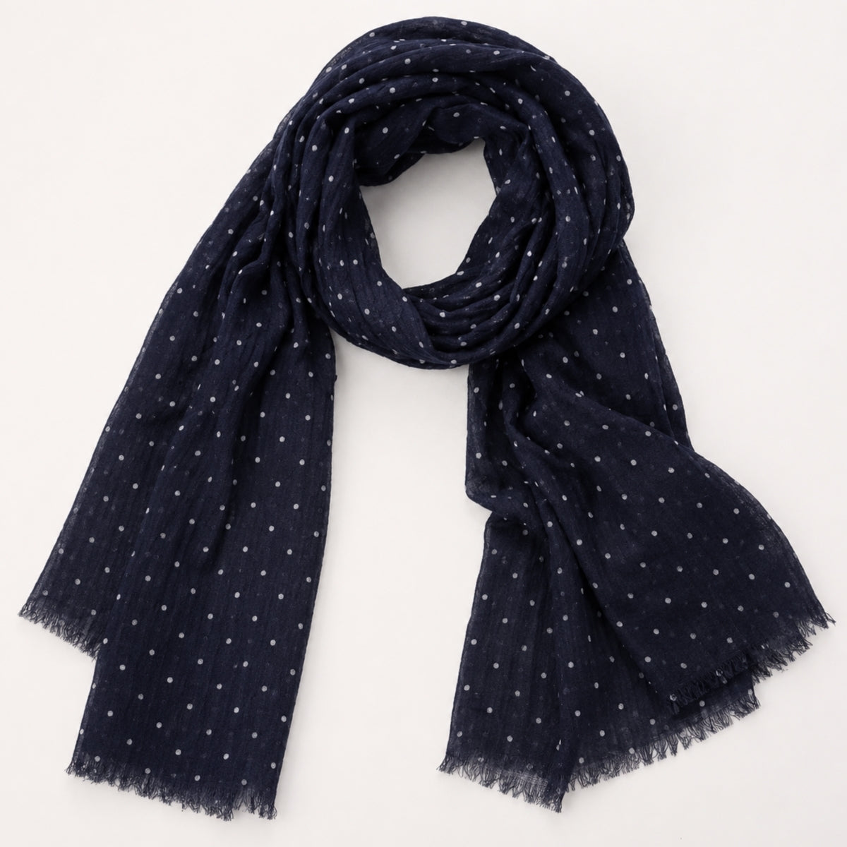 100% Linen Polka Dot Print Scarf