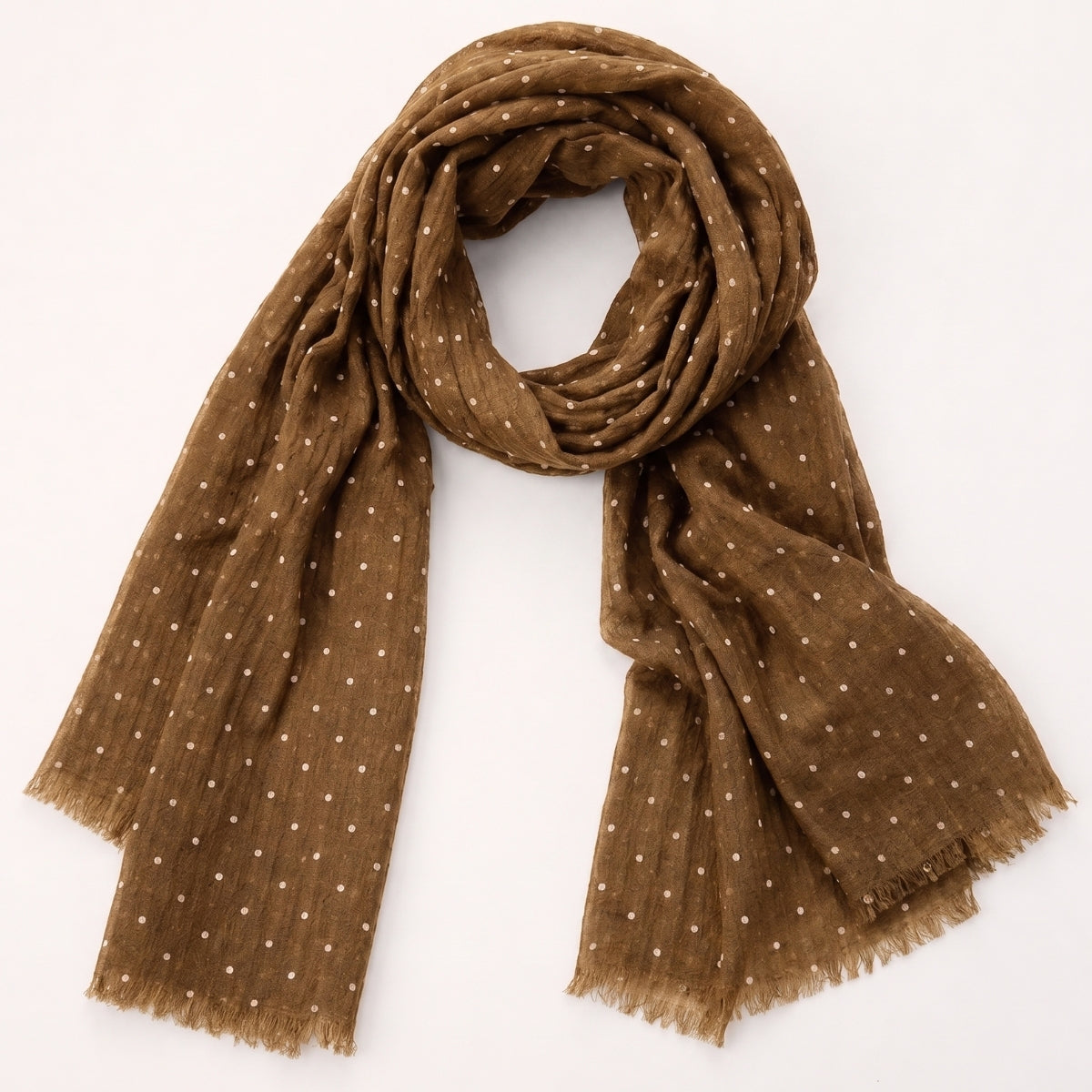 100% Linen Polka Dot Print Scarf