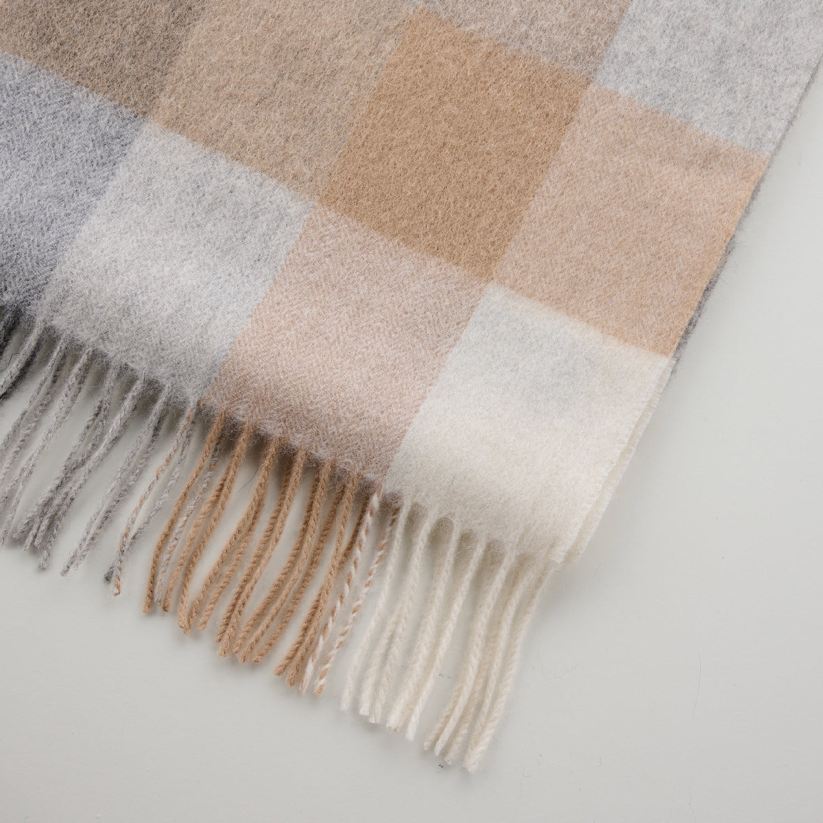 Cashmere Wool Check Shawl