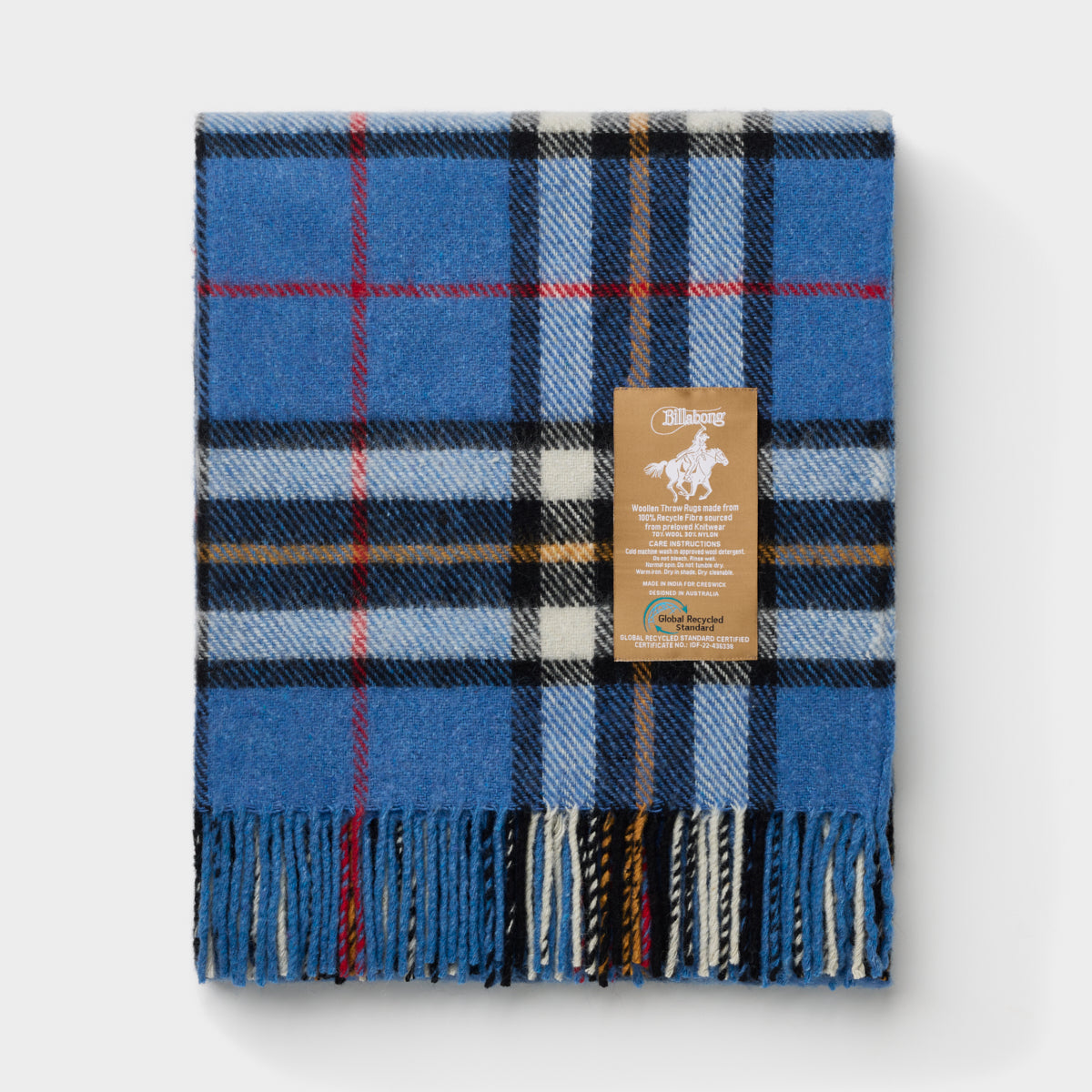 Billabong Fringed Tartan Throw Blanket V