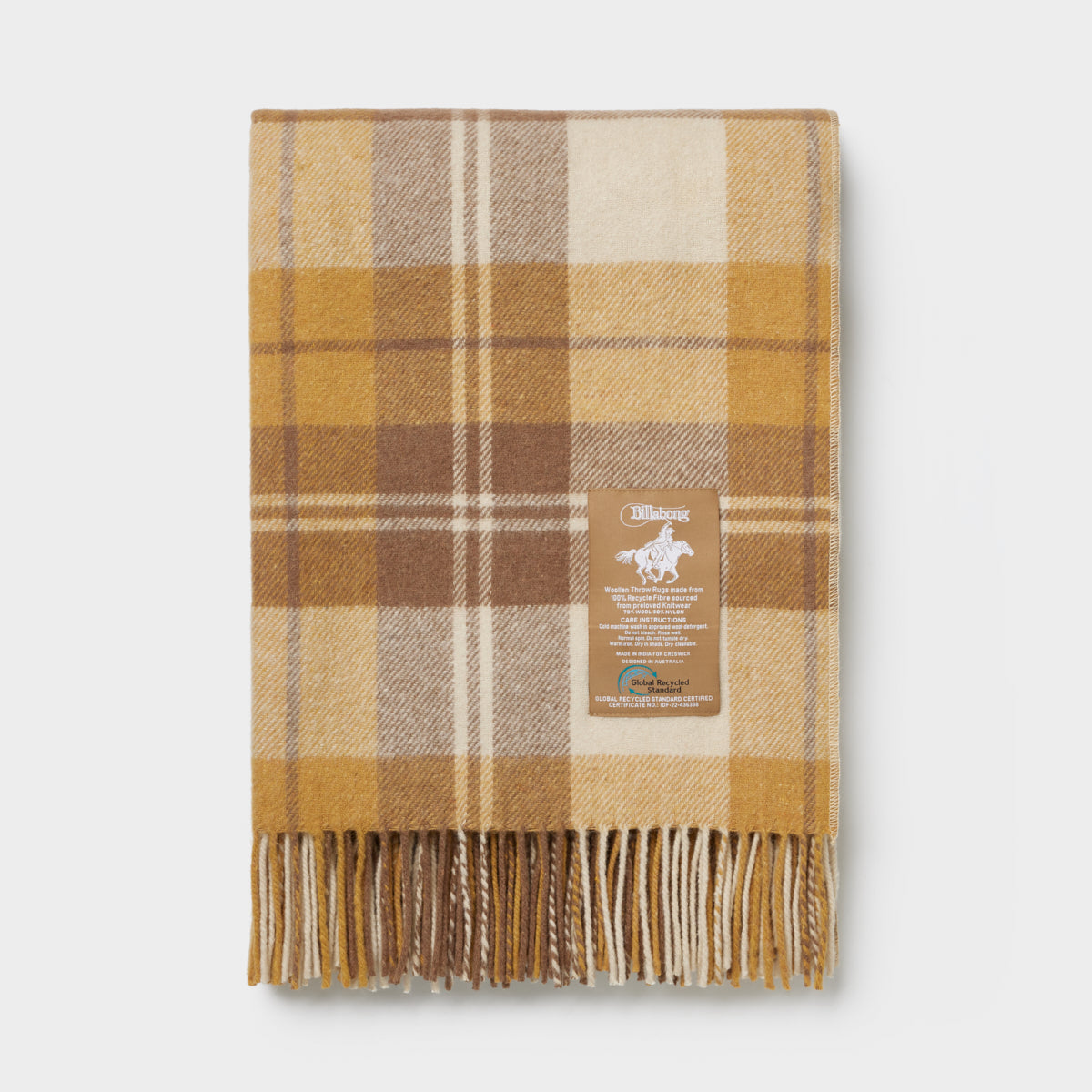 Billabong Fringed Tartan Throw Blanket