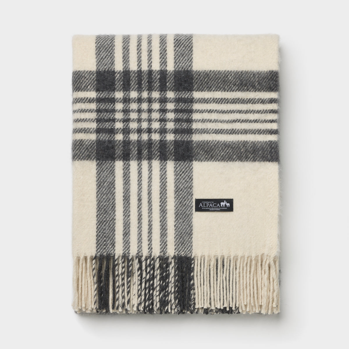 Alpaca Wool Throw Fringe Check
