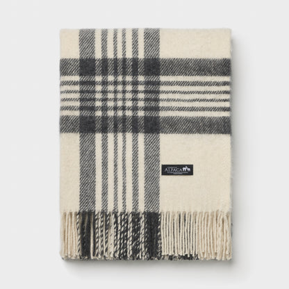 Alpaca Wool Throw Fringe Check
