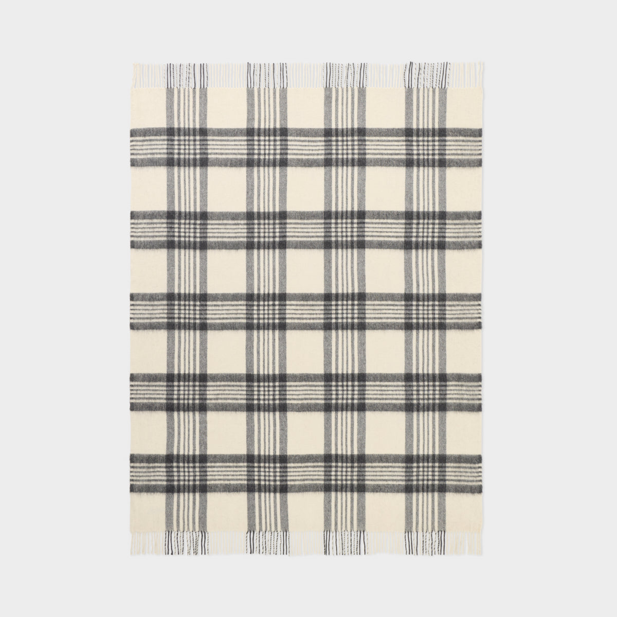Alpaca Wool Throw Fringe Check