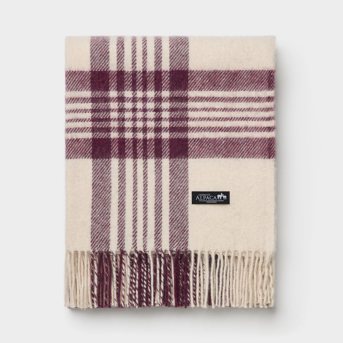 Alpaca Wool Throw Fringe Check
