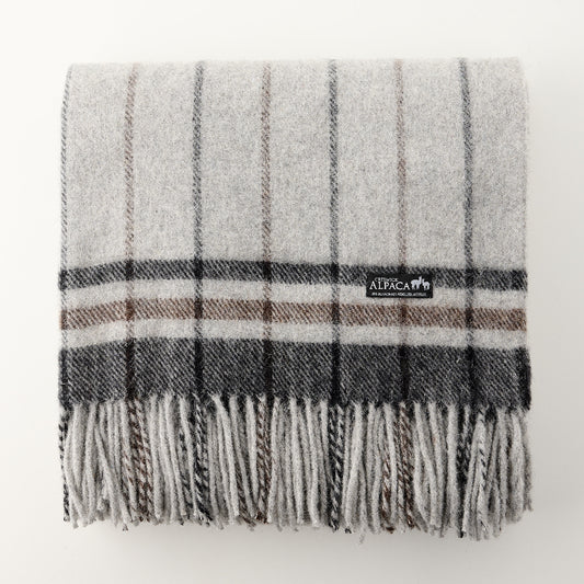 Alpaca Wool Throw Fringe Stripe