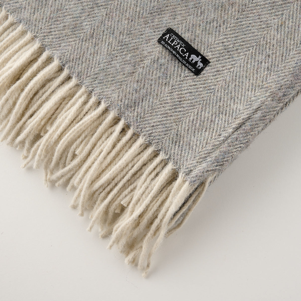 Alpaca Wool Throw Fringe Herringbone