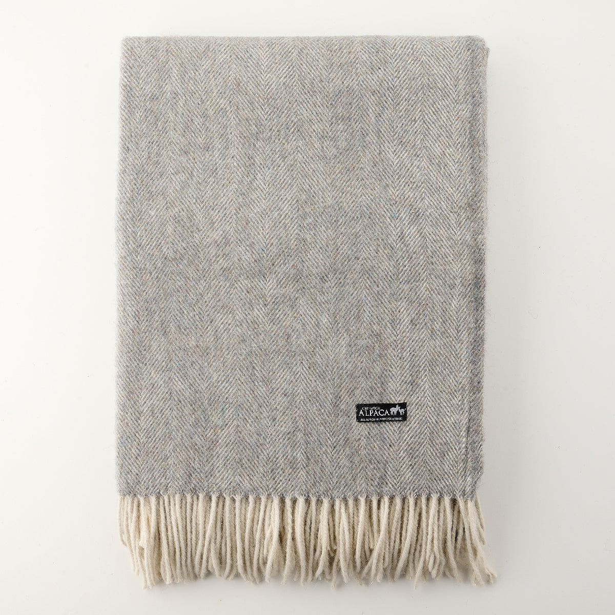 Alpaca Wool Throw Fringe Herringbone