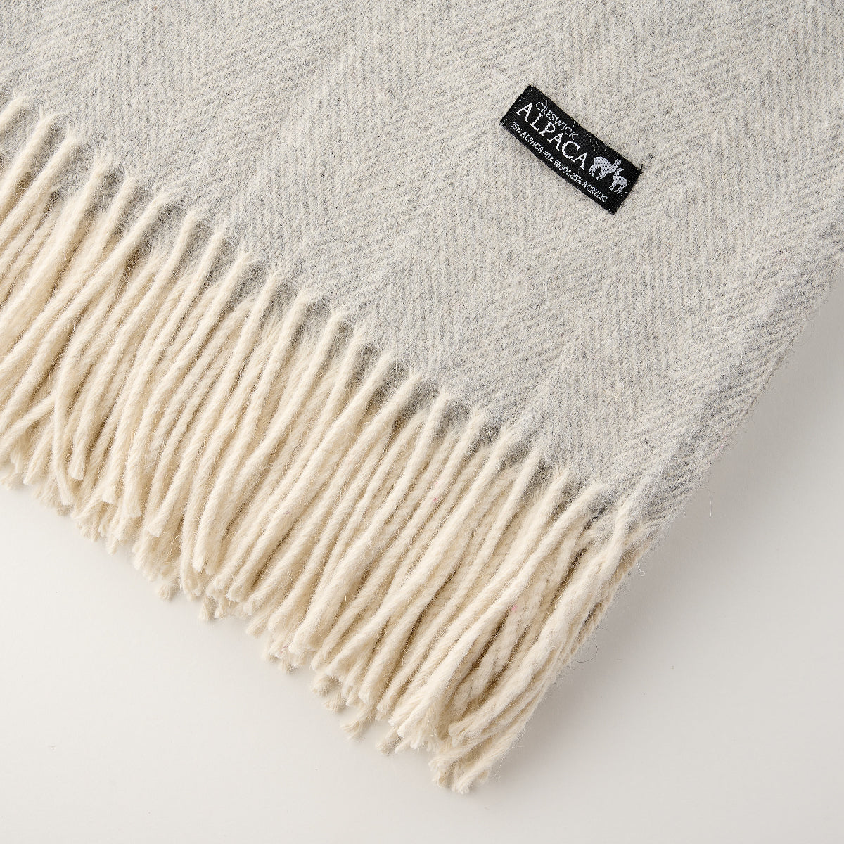 Alpaca Wool Throw Fringe Herringbone