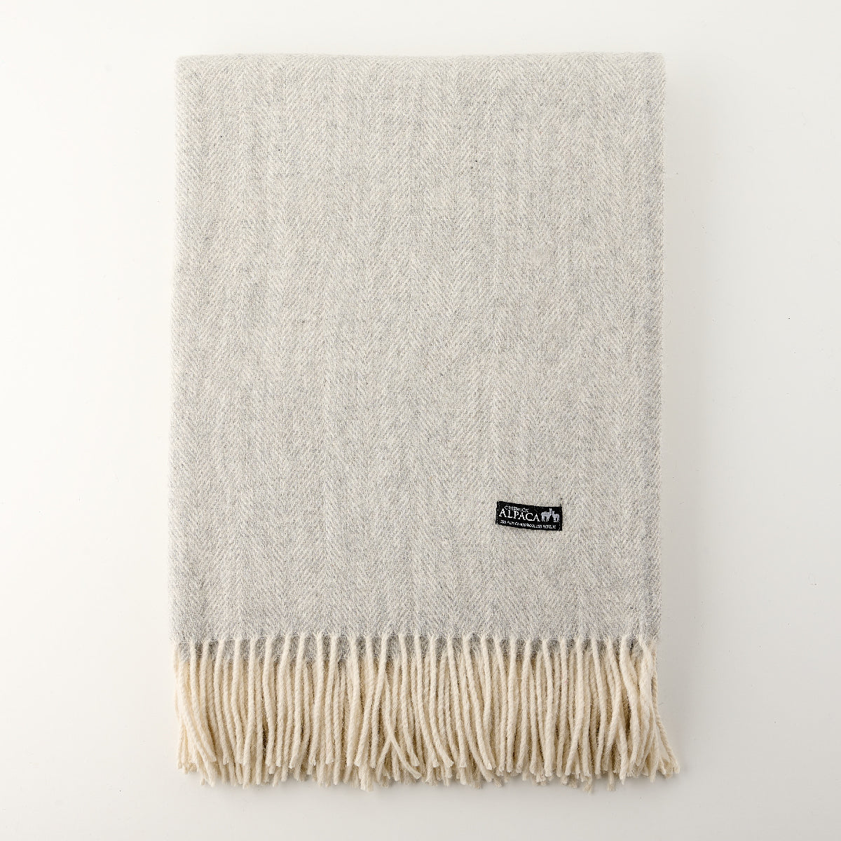 Alpaca Wool Throw Fringe Herringbone