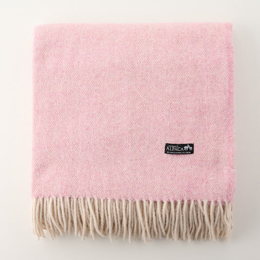 Alpaca Wool Throw Fringe Herringbone