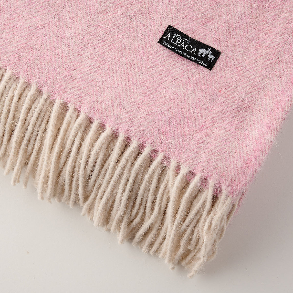 Alpaca Wool Throw Fringe Herringbone