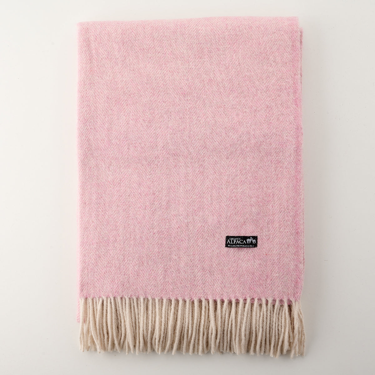 Alpaca Wool Throw Fringe Herringbone