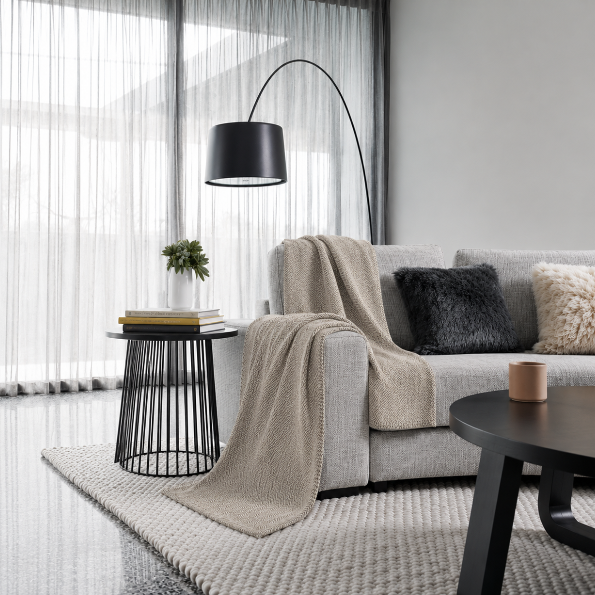 Alpaca Australian Wool Throw Herringbone Blanket Stitch