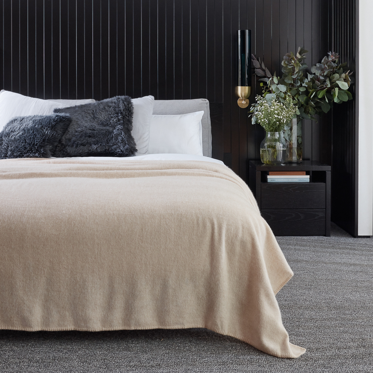 Alpaca Australian Wool Throw Herringbone Blanket Stitch