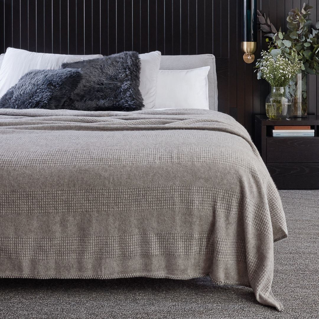 Alpaca Australian Wool Throw Combo Blanket Stitch