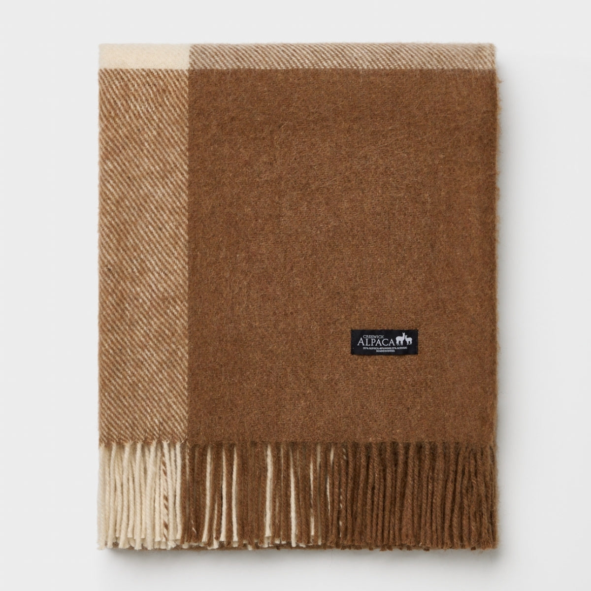 Alpaca Wool Throw Fringe Block Check