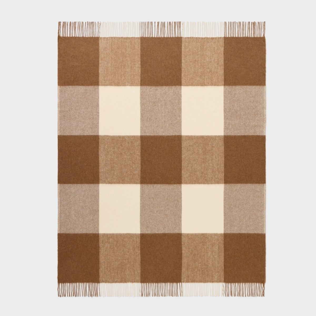 Alpaca Wool Throw Fringe Block Check