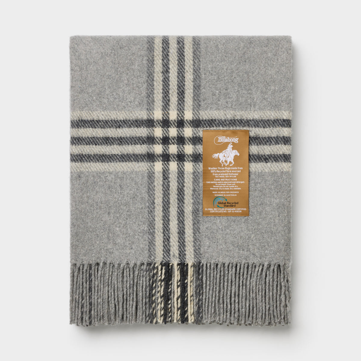 Billabong Fringed Check Throw Blanket