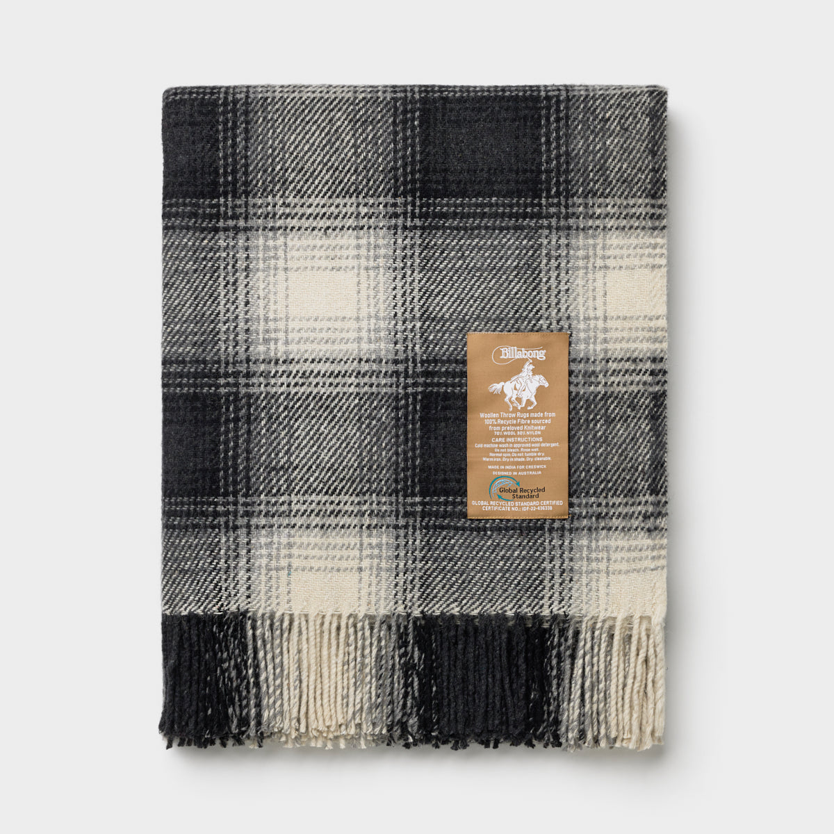 Billabong Fringed Check Throw Blanket