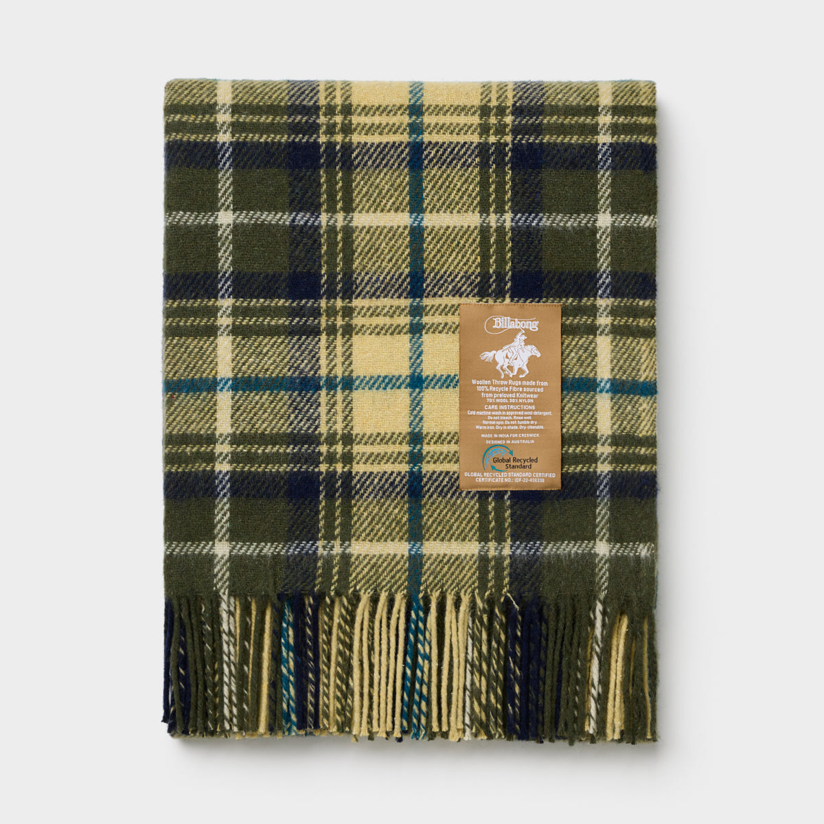 Billabong Fringed Check Throw Blanket