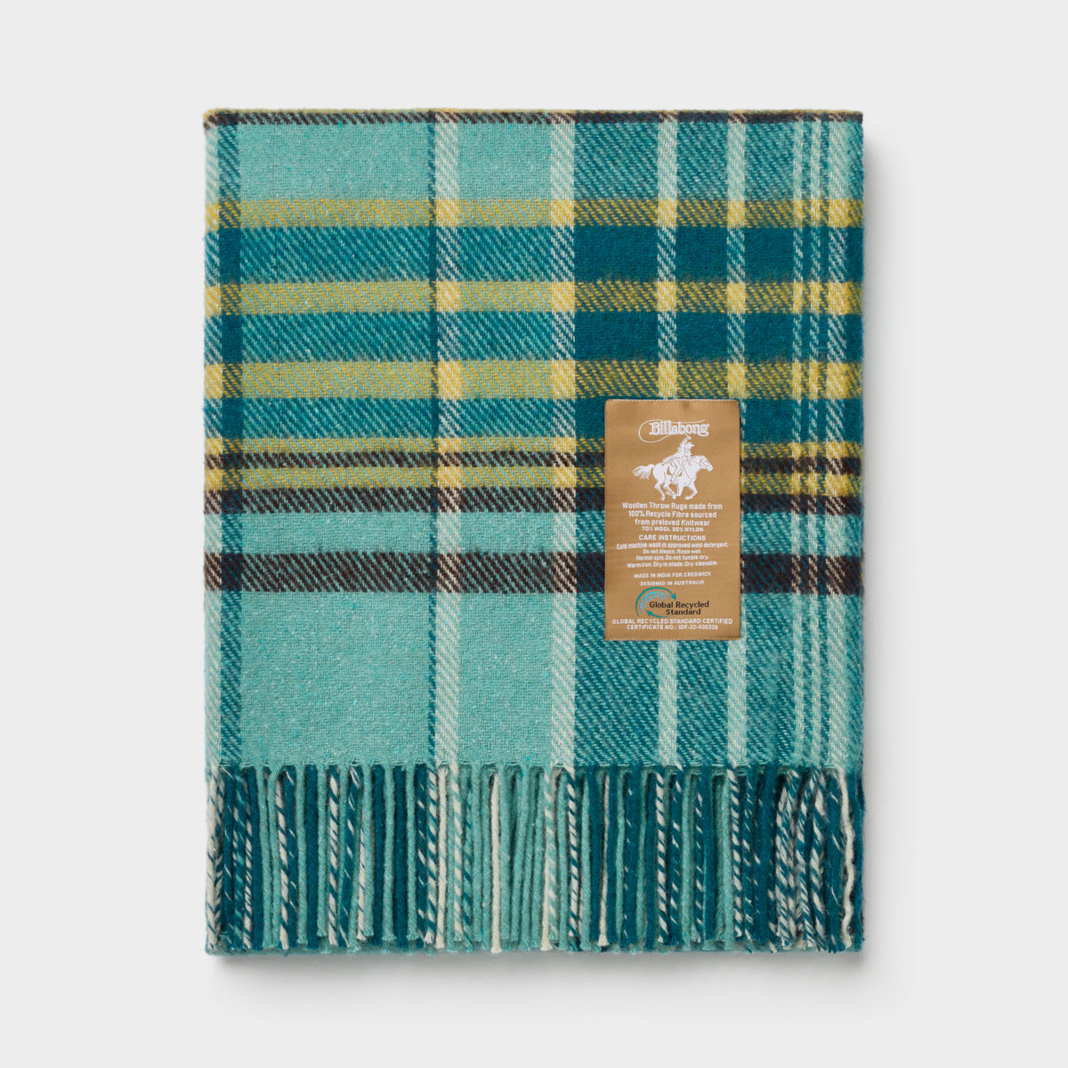 Billabong Fringed Check Throw Blanket