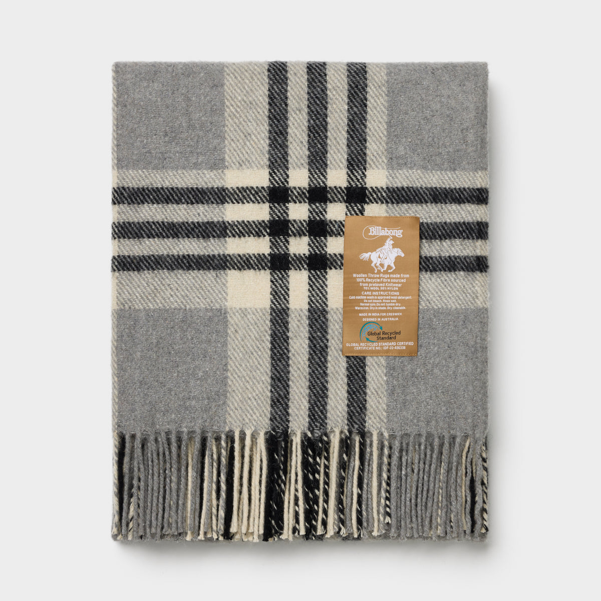 Billabong Fringed Block Check Throw Blanket