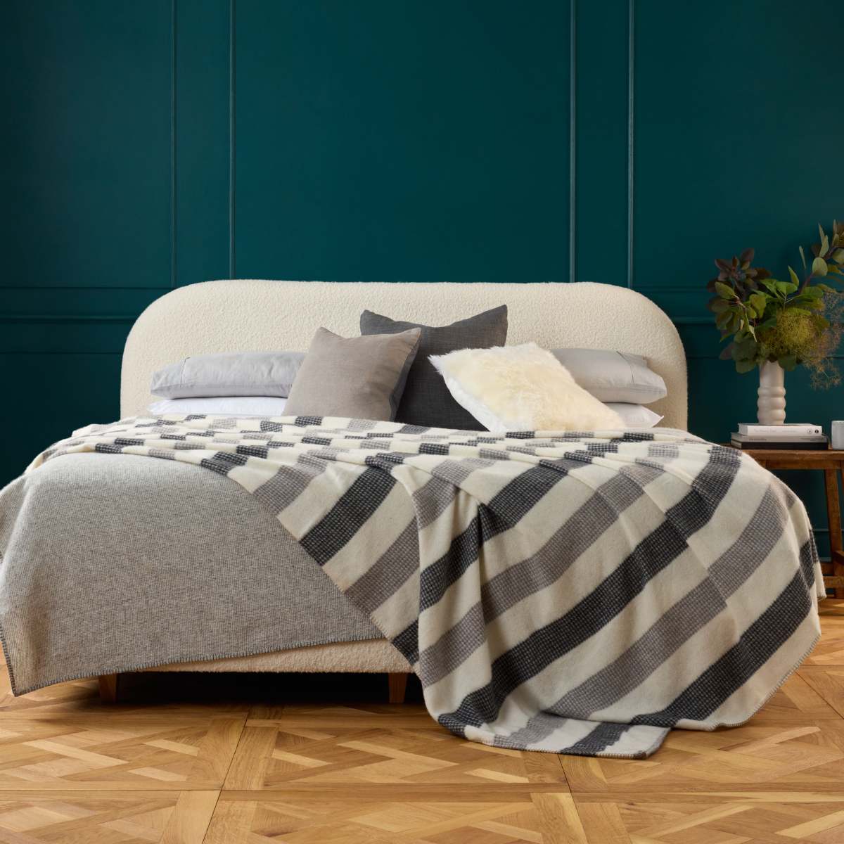 Alpaca Australian Wool Throw Cobblestone Blanket Stitch